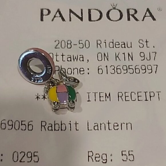 Auth PANDORA *RETIRED* Sterling Silver Rabbit Lantern Enamel Charm 797603ENMX - Picture 11 of 11